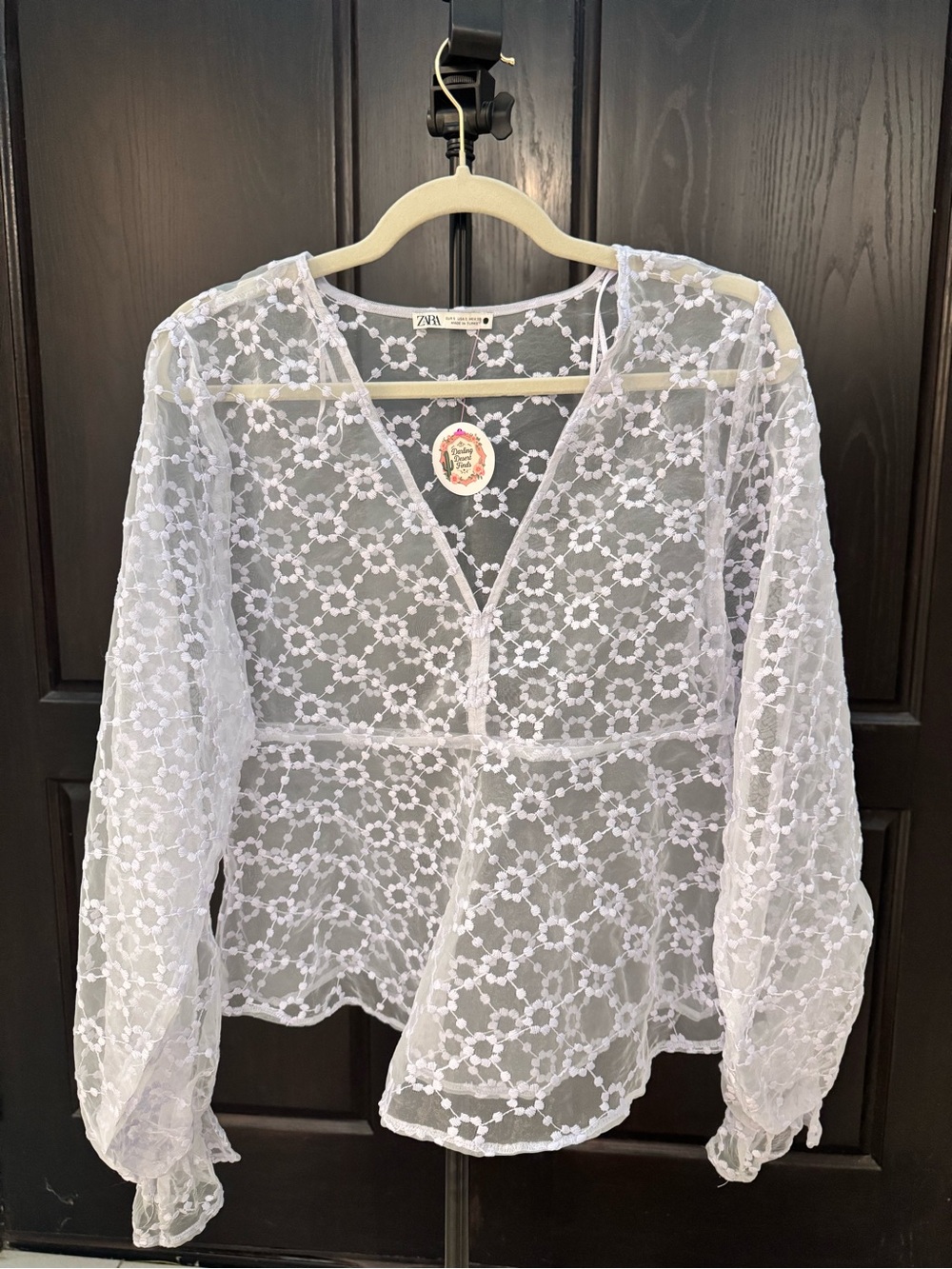 Zara Light Lavender Floral Embroidered Lace Top
